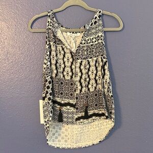 Rose & Olive Black and White Patchwork V-Neck Camisole